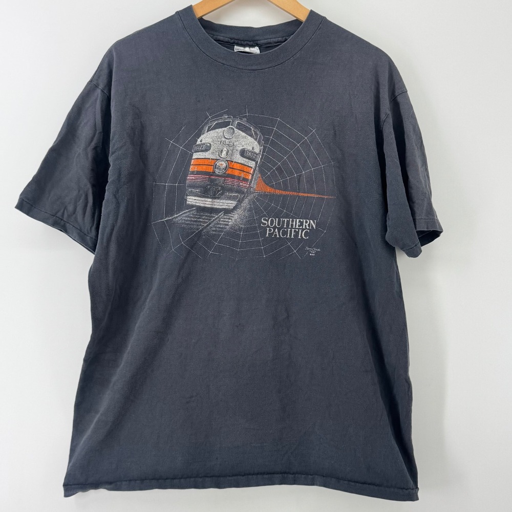 Vintage 1985 Southern Pacific Railroad Train T-Shirt Hanes Beefy-T XL Novak